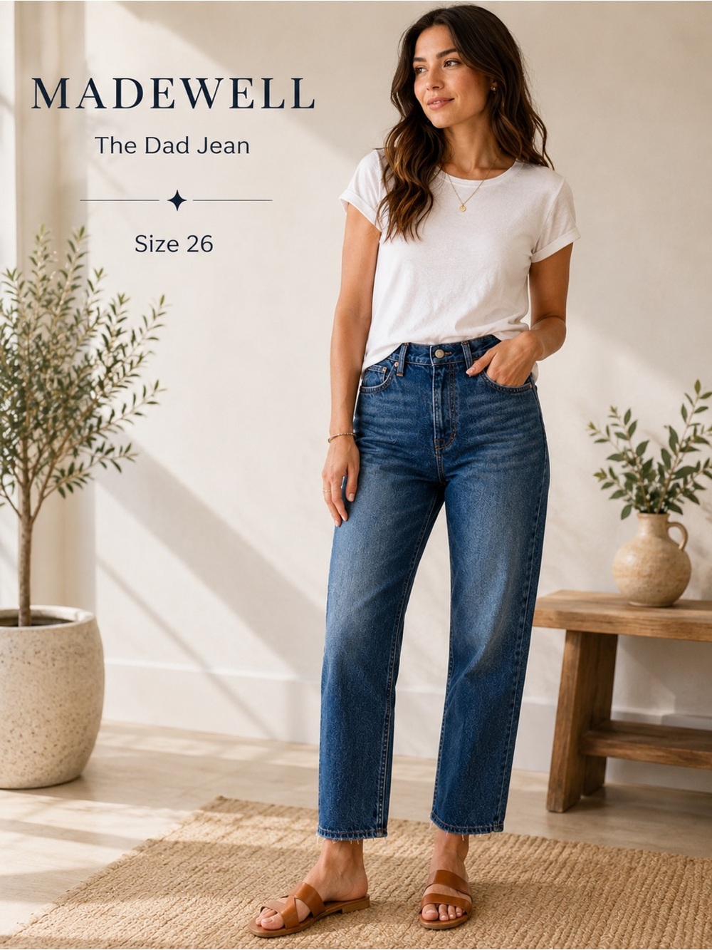 Madewell The Dad Jean High Rise Straight Leg Denim Jeans Size 26